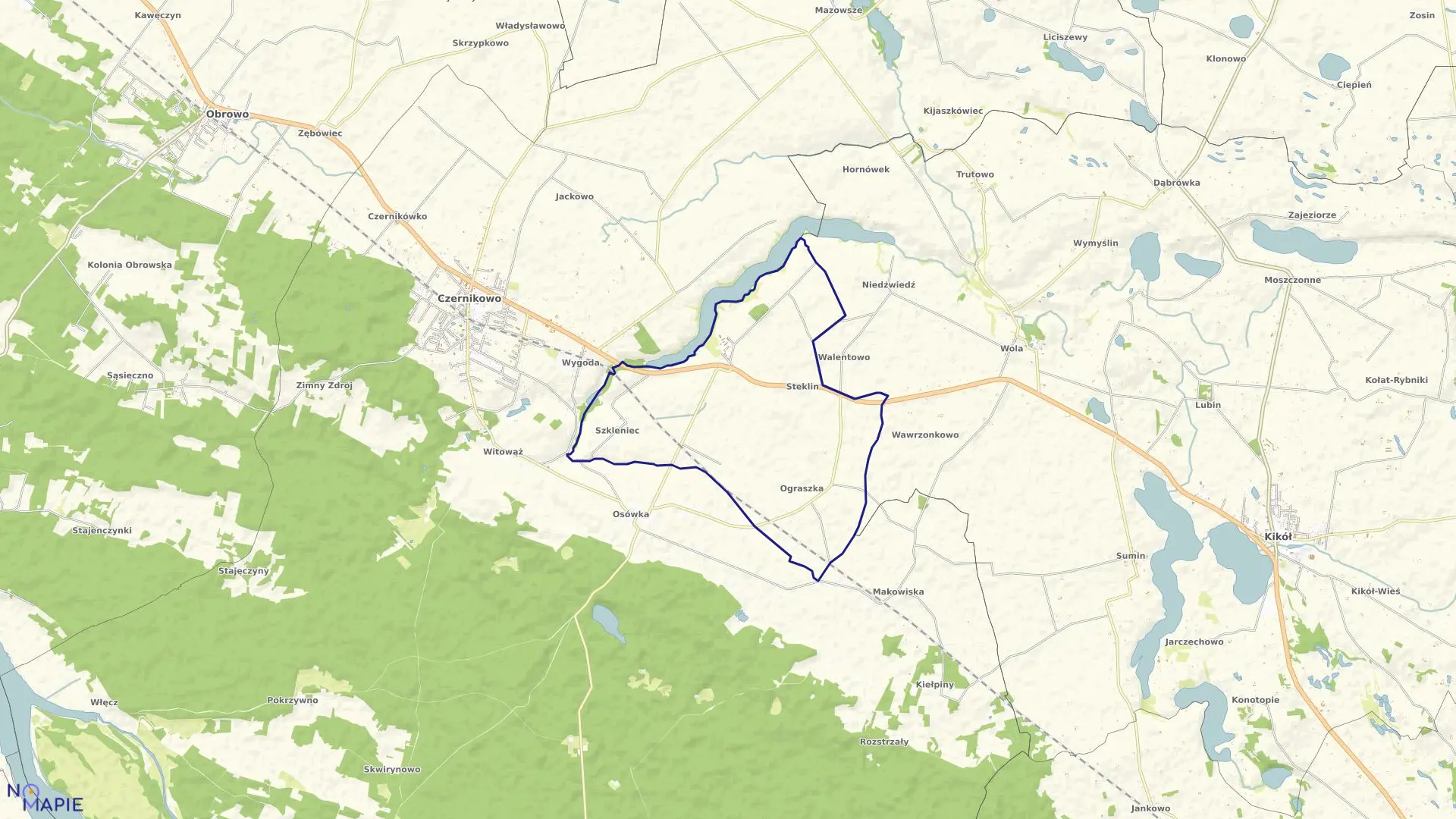 Mapa obrębu Steklin w gminie Czernikowo