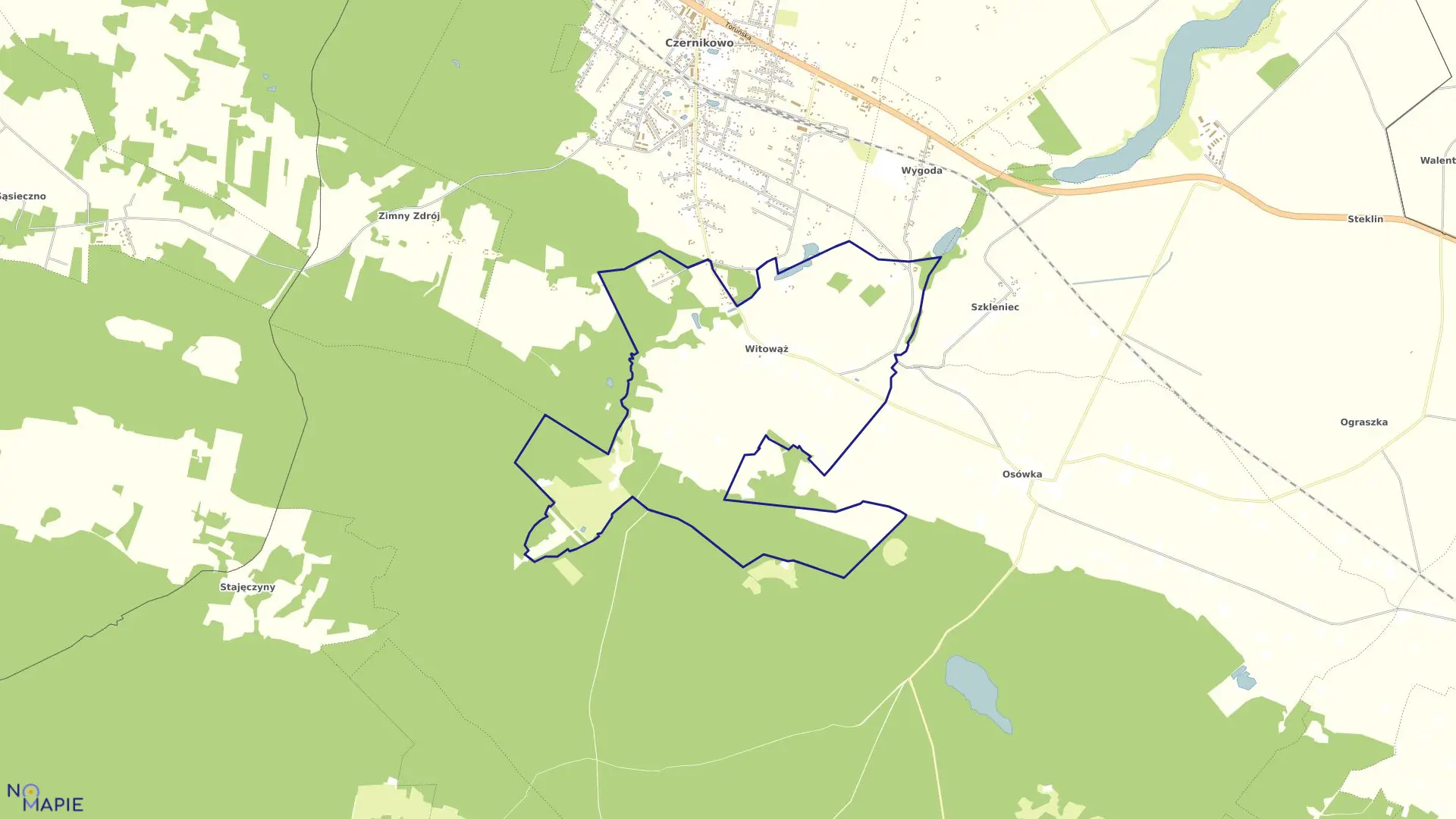 Mapa obrębu Witowąż w gminie Czernikowo